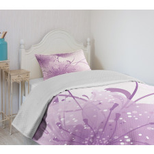 Vector Flowers Butterfly Bedspread Set