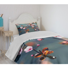 Blooming Sakura Flowers Bedspread Set