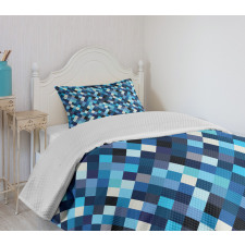 Blue Toned Hexagons Bedspread Set