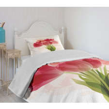 Watercolor Tulip Bouquet Bedspread Set