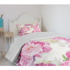 Mosaic Peony Flowers Art Bedspread Set