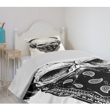 Gothic Skull Headphones Bedspread Set