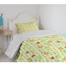 Ladybugs Flowers Leaves Bedspread Set