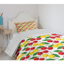 Graphic Colored Cherries Bedspread Set