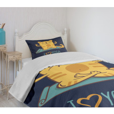 Cat Lotus Position Bedspread Set