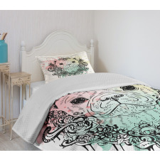 French Bulldog Flowers Bedspread Set