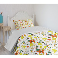 Spring Lemons Leaves Bedspread Set