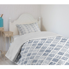 Square Shaped Lines Dots Bedspread Set