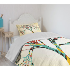 Abstract Colorful Tree Bedspread Set