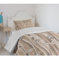 Flowers on Wavy Stripes Bedspread Set