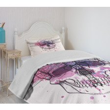 Skull Dragonfly Grunge Bedspread Set