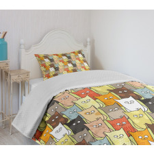 Funny Colored Cartoon Bedspread Set