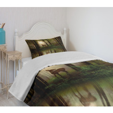 Baby Deer Foggy Lake Bedspread Set