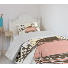 Retro Auto Sport Palms Bedspread Set