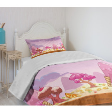 Cartoon Candy Land Bedspread Set