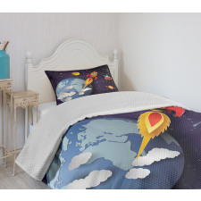 Rocket Earth Stars UFO Bedspread Set