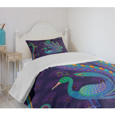 Oriental Bird Feather Bedspread Set
