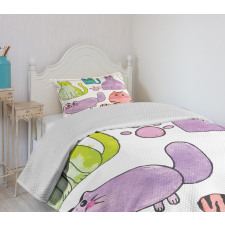 Cats in Watercolor Style Bedspread Set