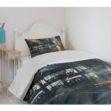 Cyberpunk Cityscape Bedspread Set