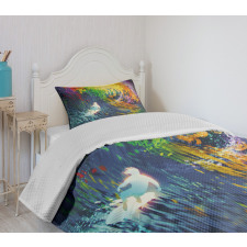 Exotic Surfer on Waves Bedspread Set