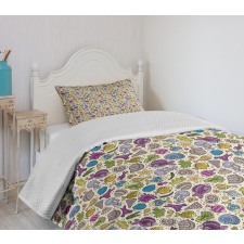 Ocean Creatures Shells Bedspread Set