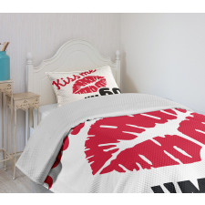 Kiss Me I am 60 Words Bedspread Set