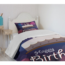 Cartoon Birthday Cake Bedspread Set