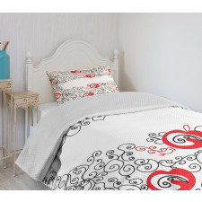 Sketchy Birds Swirls Bedspread Set