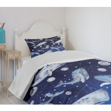 Whale Planet Cosmos Bedspread Set
