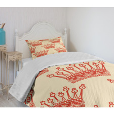 Vintage Red Crown Pattern Bedspread Set