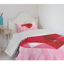 Red Heart Crown Girls Bedspread Set