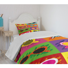 Colorful Pop Sunglasses Bedspread Set