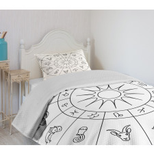 Sketchy Zodiac Circle Bedspread Set