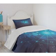 Zodiac Signs in Space Bedspread Set