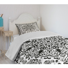 Lace Paisley Black Mehndi Bedspread Set