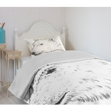 Polar Bear Face Sketchy Bedspread Set