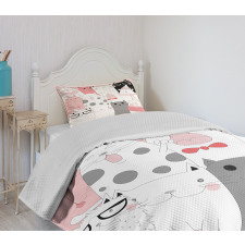 Funny Kittens Humor Doodle Bedspread Set