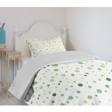Green Toned Polka Dots Bedspread Set