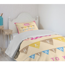 Flags Pink Frame Bedspread Set