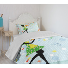 Mother with Cake Cartoon Bedspread Set