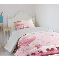 Strawberry Cake Balloons Bedspread Set