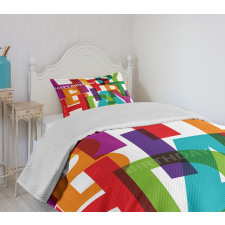 Broken Text Graphic Bedspread Set