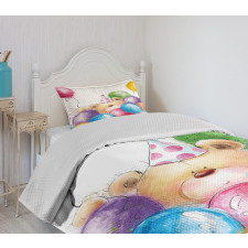 Sketchy Bear Balloons Bedspread Set