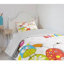 Birthday Owls Birds Bedspread Set