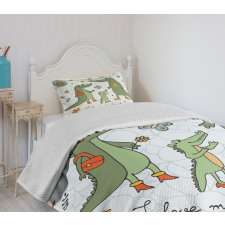 Alligator Family Cartoon Bedspread Set