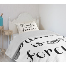 Family Words Ink Sketch Bedspread Set