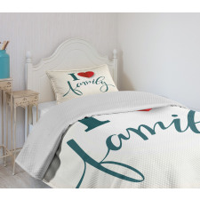 Love and Family Heart Bedspread Set