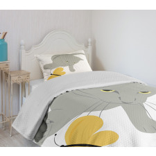 Cat Yellow Moth Bedspread Set