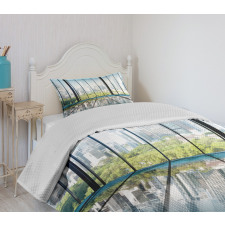 Skyscrapers City Scenery Bedspread Set