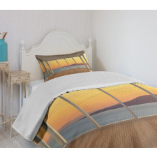 House with Mountain Ocean Bedspread Set